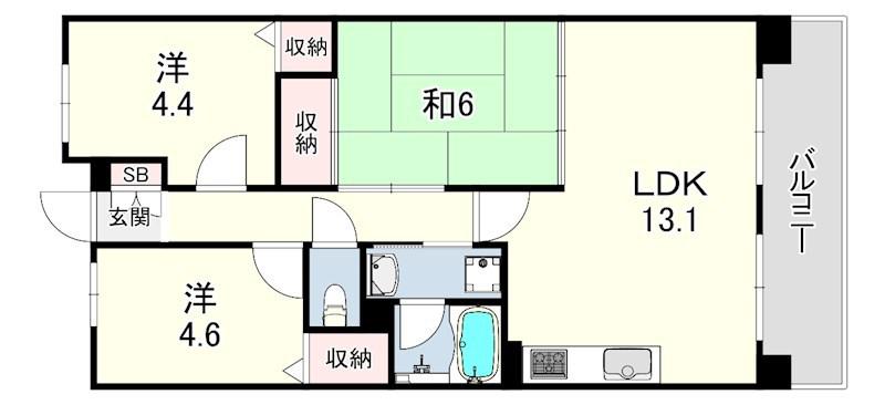 アプリーレ垂水(3LDK/8階)の間取り写真