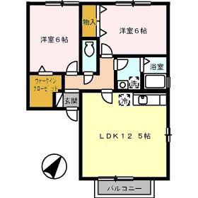 アグレアーブル春日A棟(2LDK/2階)の間取り写真