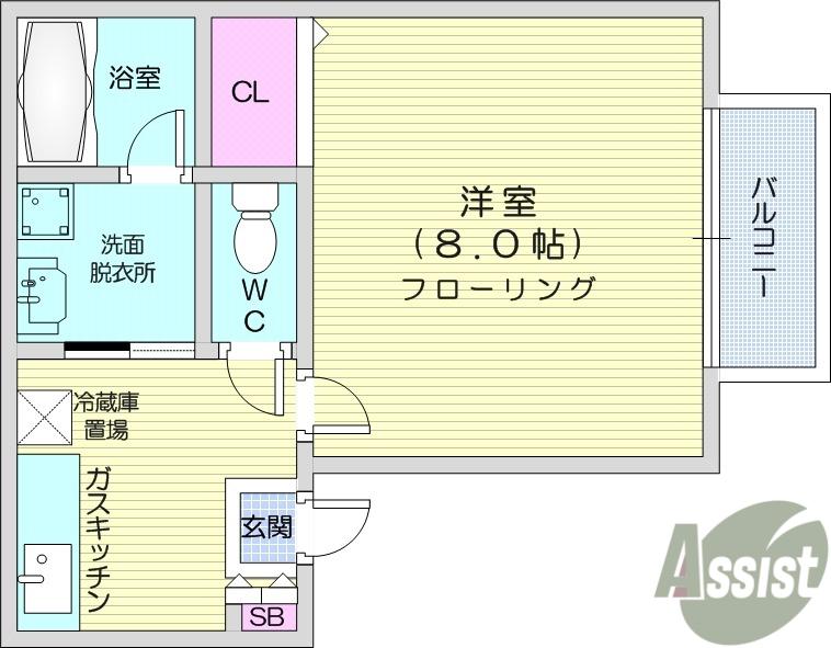 グリンゲイブル小田原(1K/2階)の間取り写真