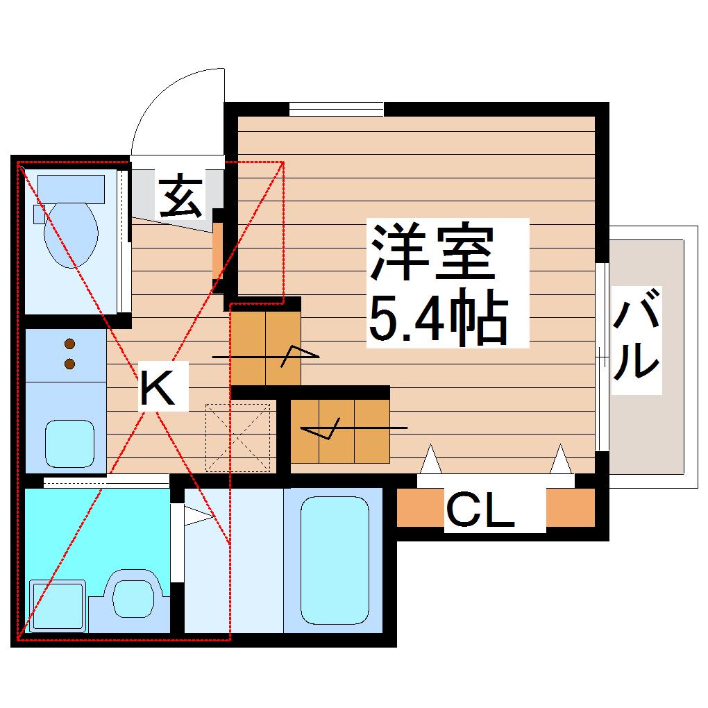 FLOWER WING原町(1K/1階)の間取り写真