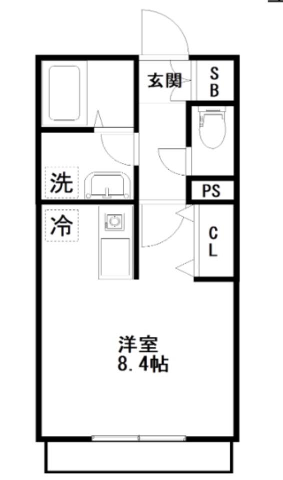 V-ROOM1(ワンルーム/2階)の間取り写真
