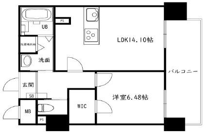 ヴェヌスタ藤井寺(1LDK/8階)の間取り写真
