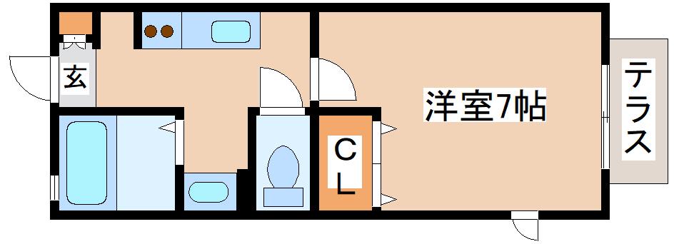 オーピエース(1K/1階)の間取り写真