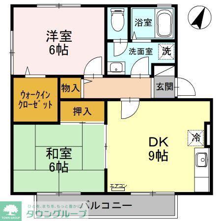セントラルハイム A(2DK/1階)の間取り写真