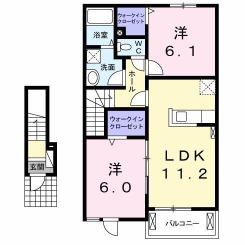 アルエット II(2LDK/2階)の間取り写真