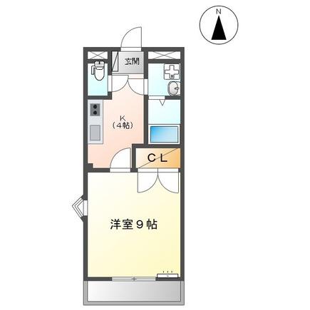 向学ハイツ歓(1K/2階)の間取り写真