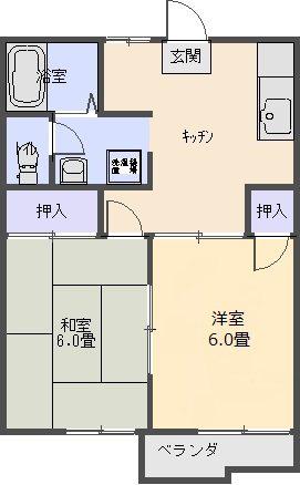 アリーナ相生III(2DK/2階)の間取り写真