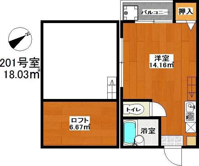 サンフローレ箱崎(ワンルーム/2階)の間取り写真