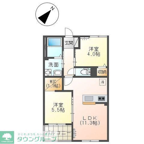 エスポワール ESPOIR(2LDK/2階)の間取り写真