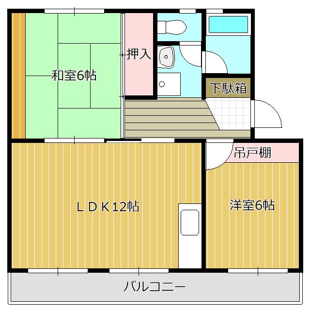 ハイデンス青木(2LDK/1階)の間取り写真