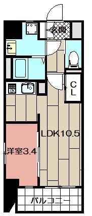 THE APARTMENT開(1LDK/6階)の間取り写真