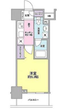 サンピエス大森(1K/3階)の間取り写真