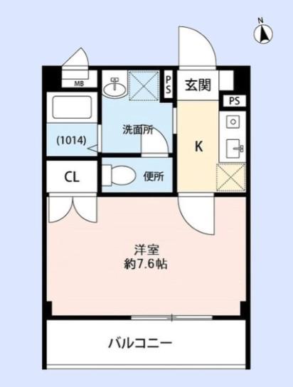 アンプルールフェール本川越(1K/2階)の間取り写真