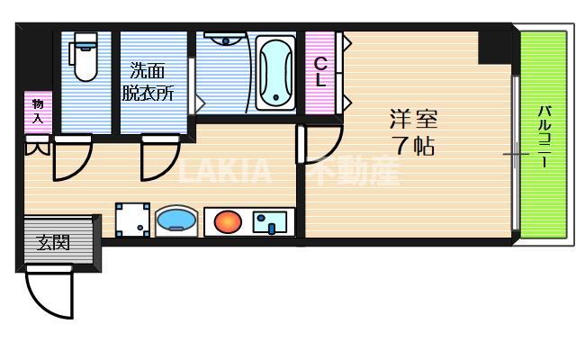 ソラード王子町(1K/2階)の間取り写真