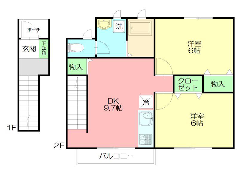 アールコート樅(2LDK/2階)の間取り写真
