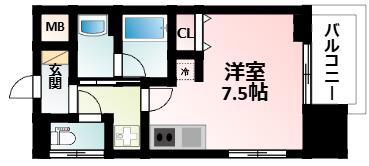 パークフラッツ東三国(ワンルーム/2階)の間取り写真