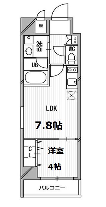 南堀江プライマリーワン(1LDK/3階)の間取り写真