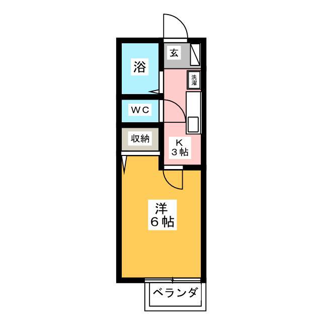 ペイサージュB(1K/1階)の間取り写真