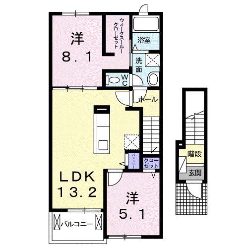 ローレル(2LDK/2階)の間取り写真