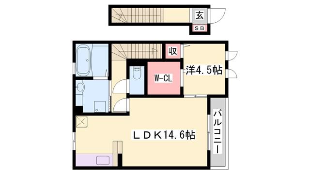 ルーニィー船橋(1LDK/2階)の間取り写真