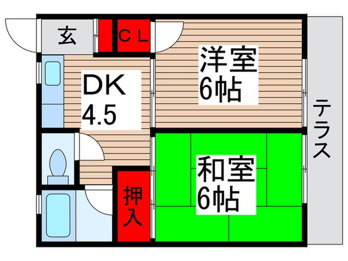 グレース南柏(2DK/2階)の間取り写真
