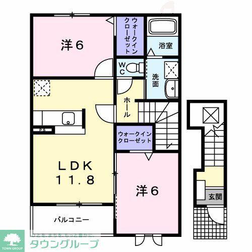 メゾン アンジュ I(2LDK/2階)の間取り写真
