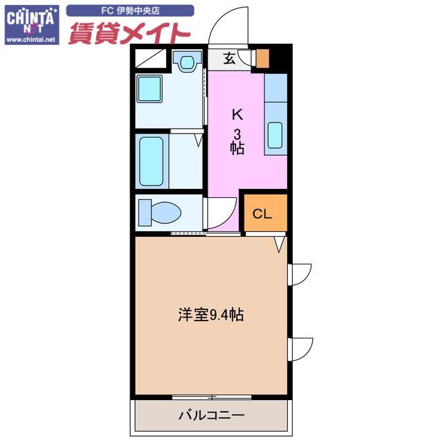 テージスII(1K/3階)の間取り写真