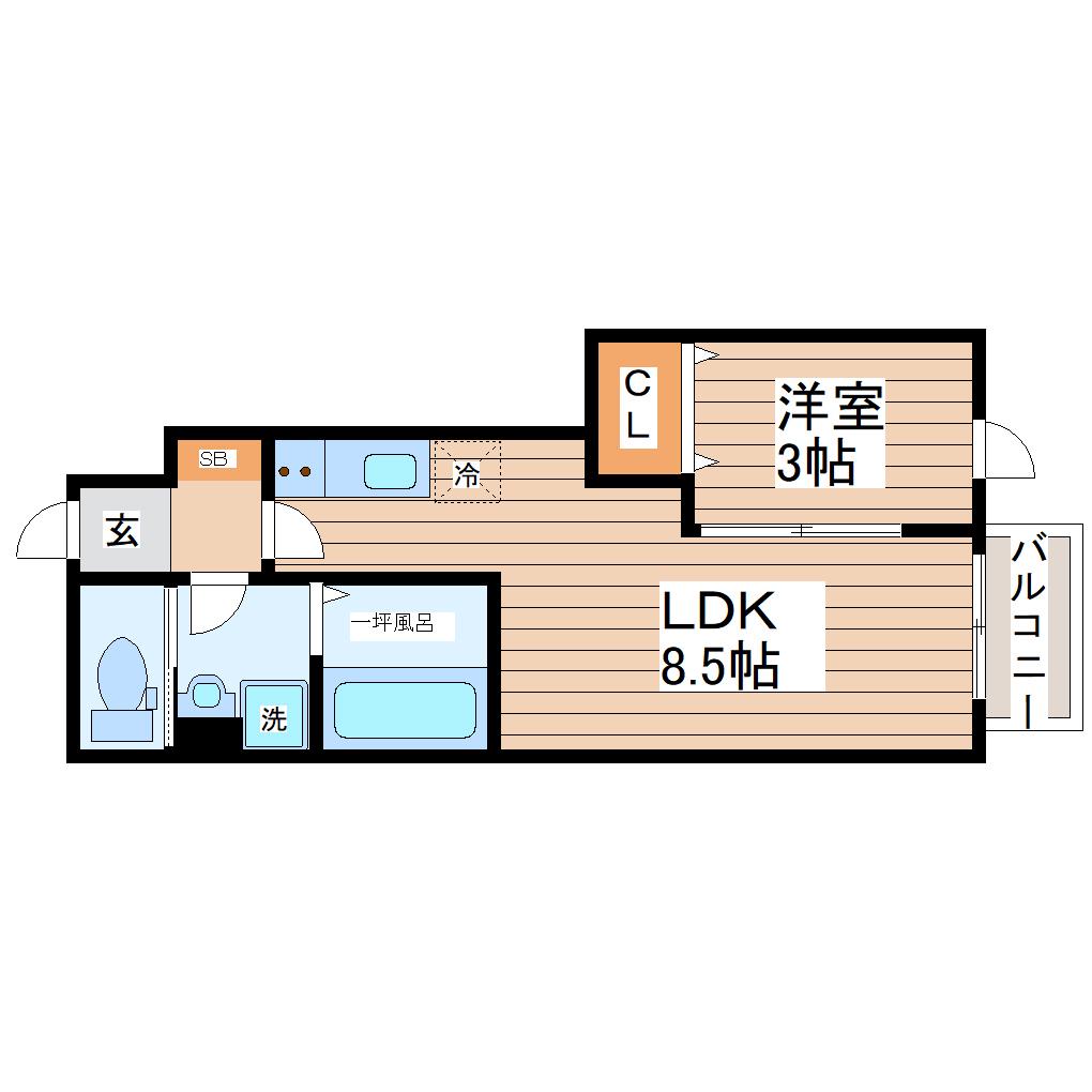セフィラ上杉(1LDK/2階)の間取り写真