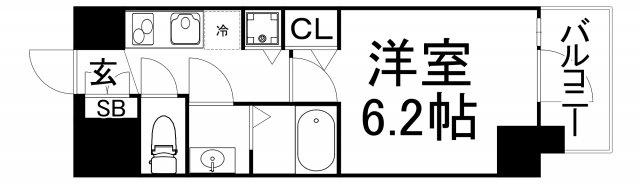 レオンコンフォート上本町カレント(1K/6階)の間取り写真