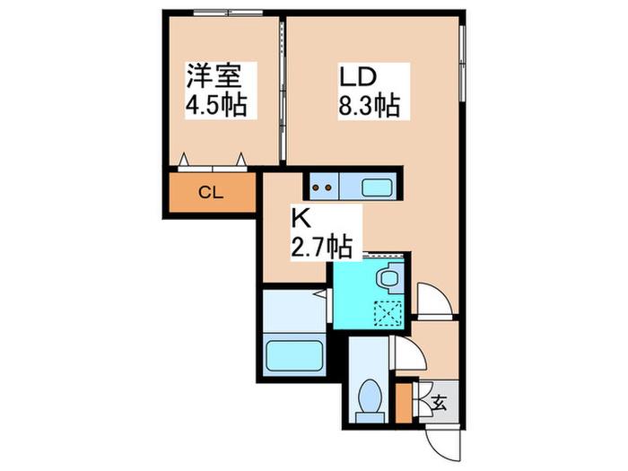 Mフラット(1LDK/1階)の間取り写真