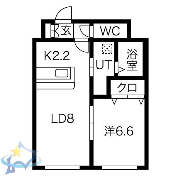 VEINT CUATRO(1LDK/1階)の間取り写真