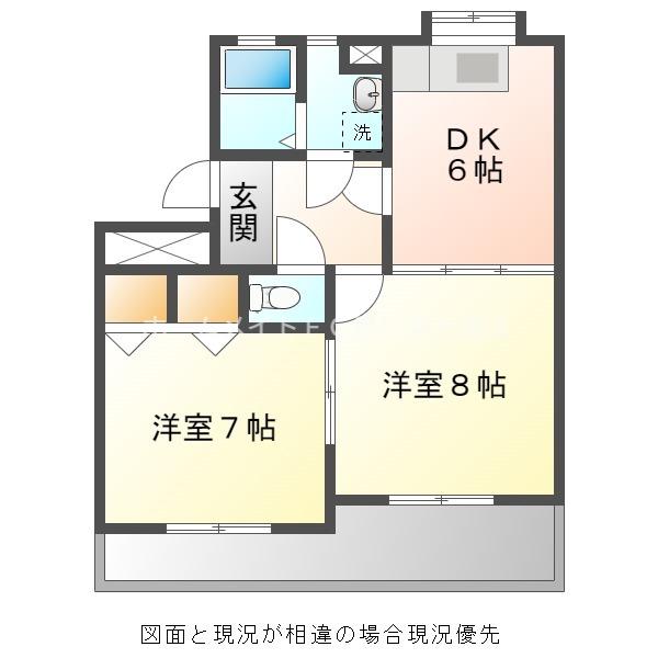 ハラマキハイツ G棟(2DK/2階)の間取り写真