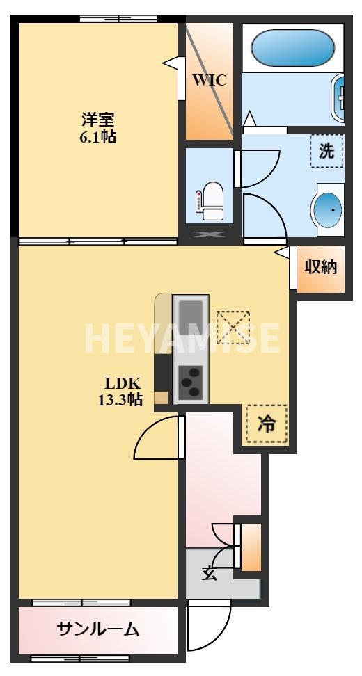 リバープレイン木床I(1LDK/1階)の間取り写真