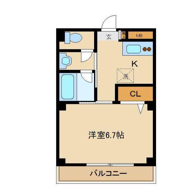 第60シンエイビル(1K/3階)の間取り写真
