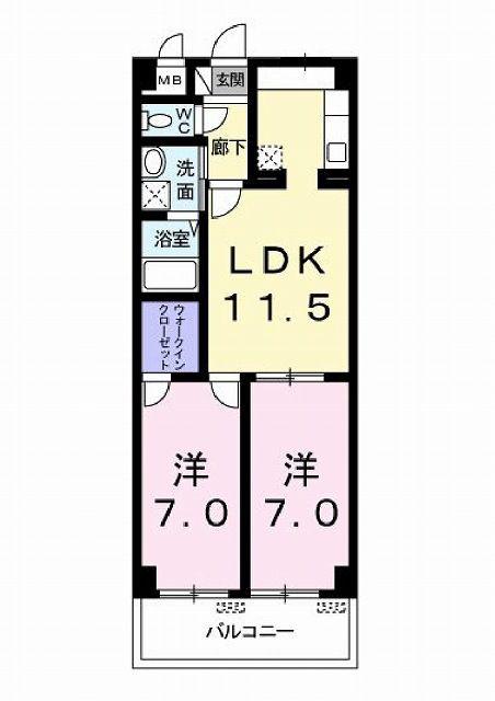 グラン・ルミエール(2LDK/2階)の間取り写真