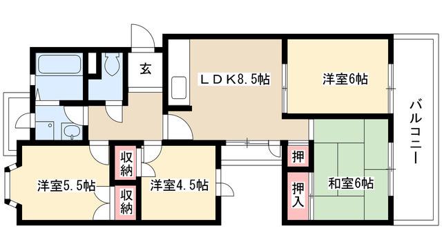 アーバンドエル猪高台(4LDK/2階)の間取り写真