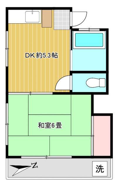 小高マンション(1DK/1階)の間取り写真