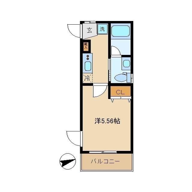 K・FLATS(1K/1階)の間取り写真