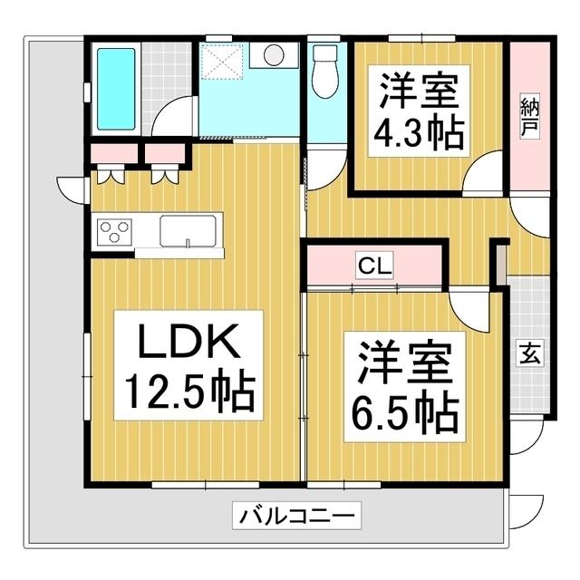 ナトゥーア富士見II(2LDK/1階)の間取り写真