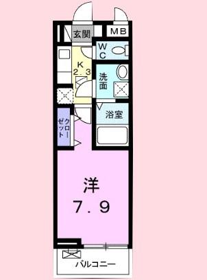 ソレイユ(1K/1階)の間取り写真