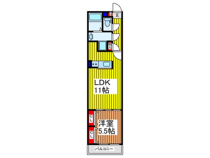 アヴェニール与野本町(1LDK/3階)の間取り写真