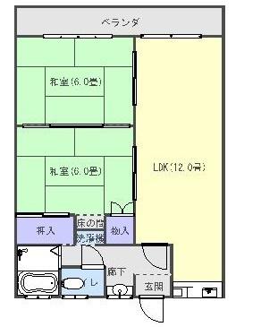 コーポ沼畑(2LDK/1階)の間取り写真
