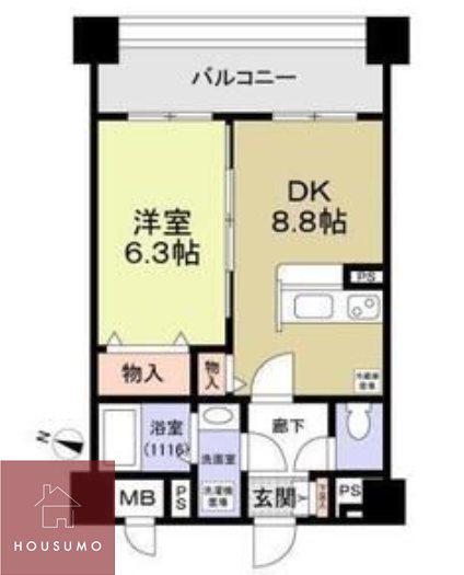 リヴェール楠根(1LDK/4階)の間取り写真