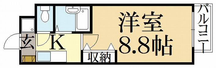 ハイツウェスティ(1K/2階)の間取り写真