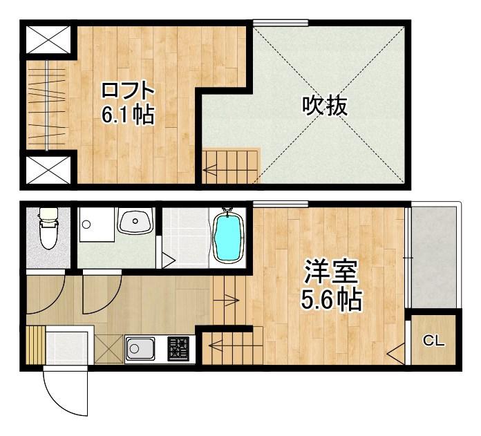 MODERN PALAZZO 戸石BRILLER(1SK/2階)の間取り写真