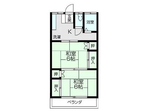 コーポ荒居(2K/1階)の間取り写真