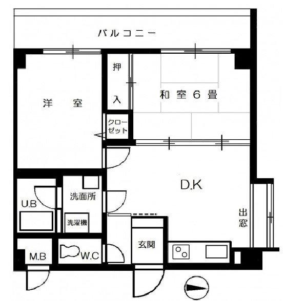 関東バス高井戸ハイツ(2DK/5階)の間取り写真