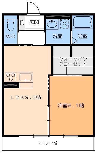 ハイム北代(1LDK/2階)の間取り写真