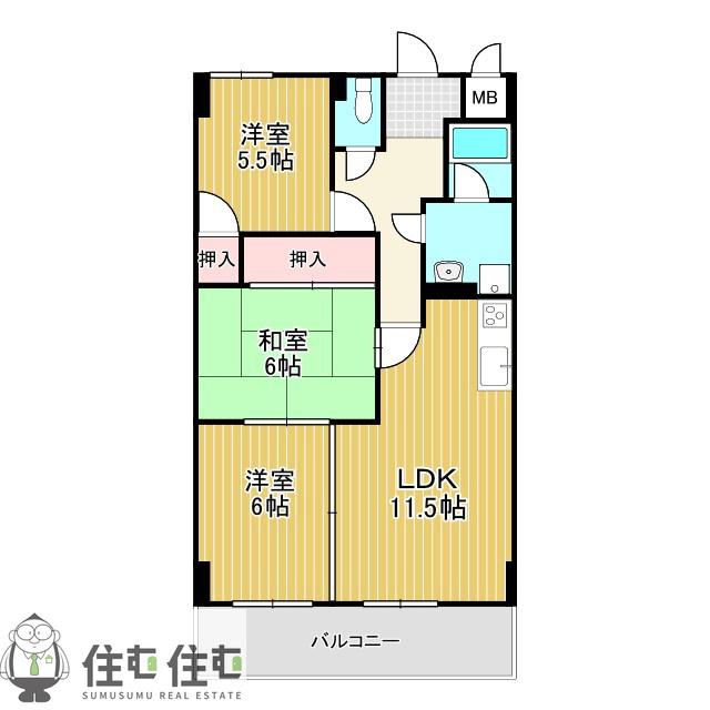 ポリフォニーSUGA(3LDK/5階)の間取り写真