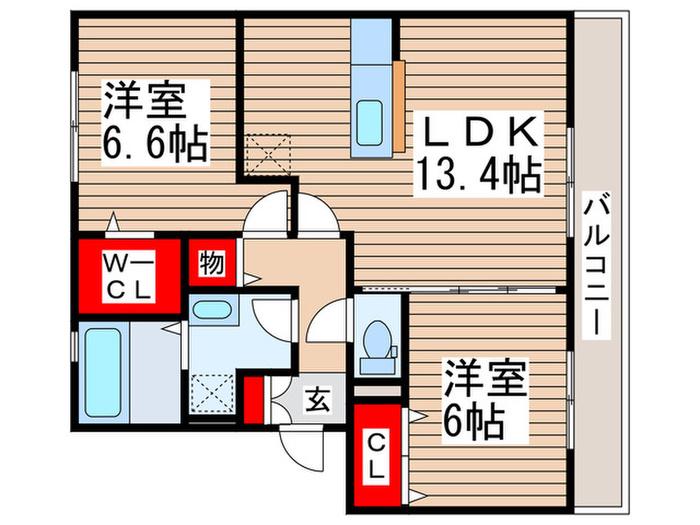 ラヴィエール(2LDK/1階)の間取り写真